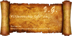 Vitkovszky Géza névjegykártya